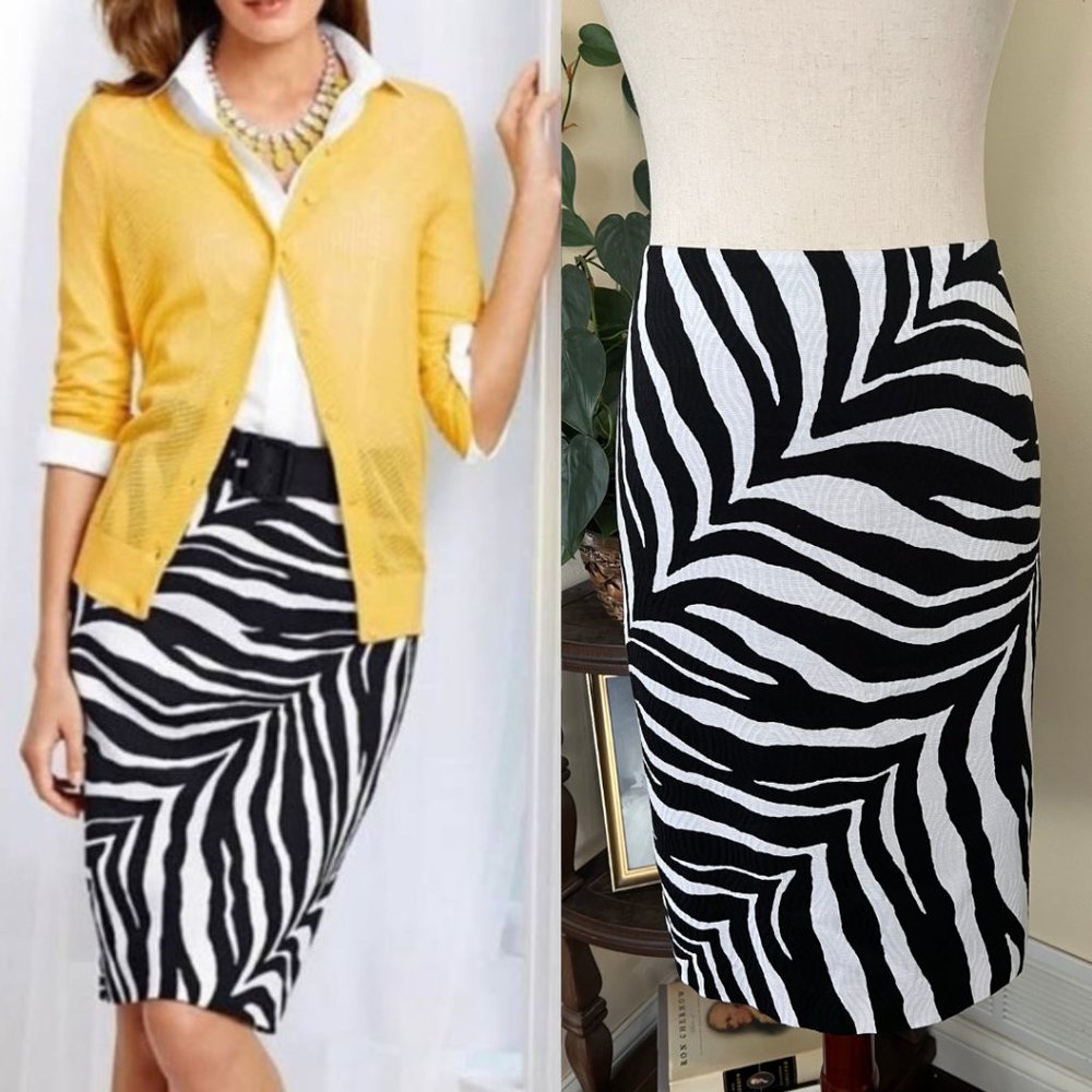Talbots Zebra Print Pencil Skirt sz 4